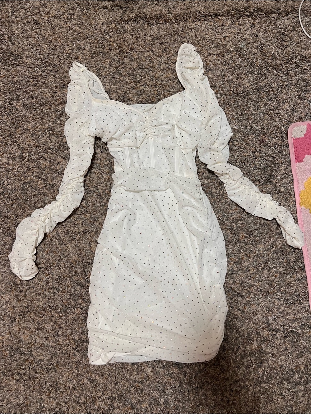 Windsor White Mini Dress with Subtle Dot Detail